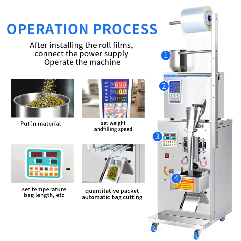 Multi-Function Plastic Automatic Tea Bag Packing Machine for Particle and Powder, Coffee, Flour, Beans, Tea Filling and Sealing