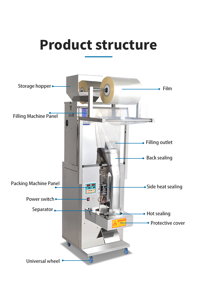 For Solid Granules Bagged Material Food Pouch Film Multi-Function Automatic Machine Filling Sealing Printing Punching