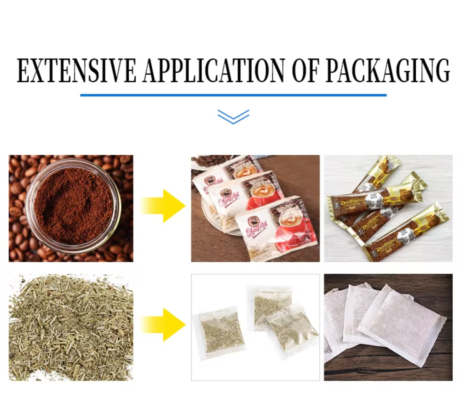 Automatic Tea Bag Packaging Machine Packing Machine Coffee Beans With Roll Film Filling and Sealing