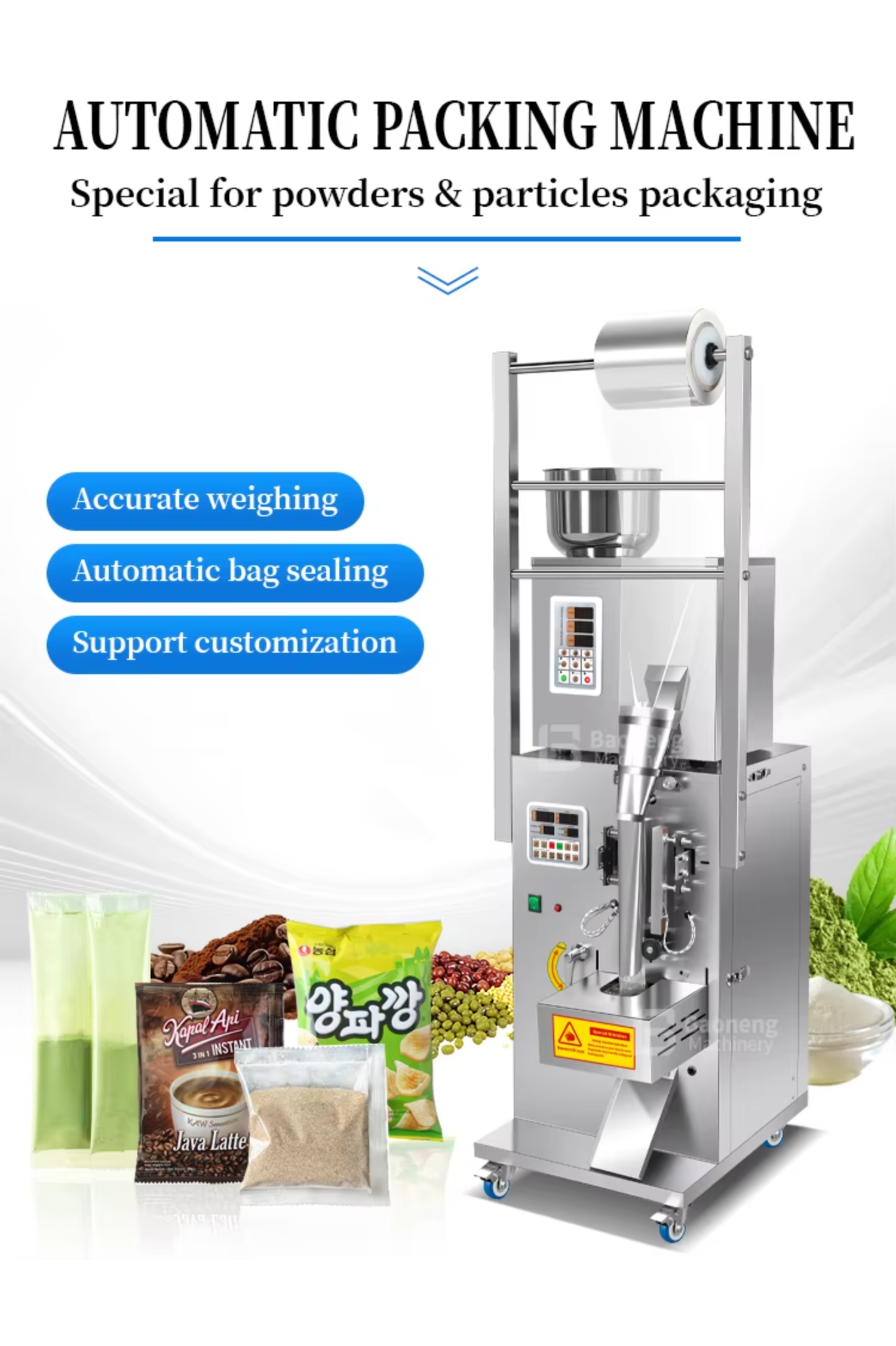 Automatic Tea Bag Packaging Machine Packing Machine Coffee Beans With Roll Film Filling and Sealing